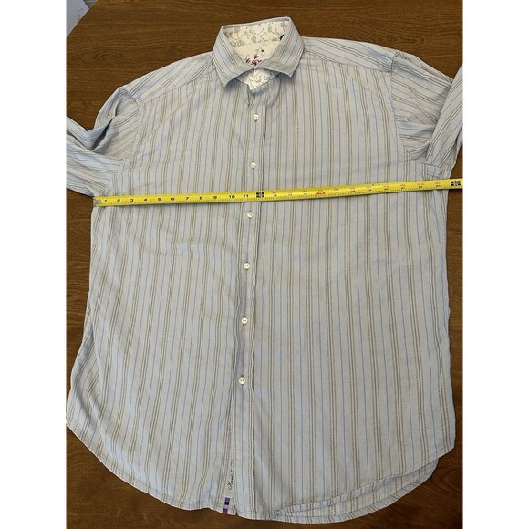 Robert Graham Shirt Men’s XL Striped Embroidered Signature Flip Cuff Long Flaws - Picture 8 of 16